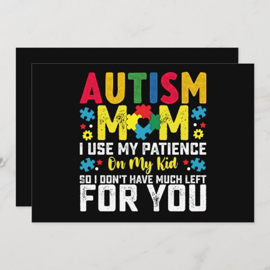 自閉症ママ私の子供の認識度に私の忍耐を使用 招待状 (正面/裏面)