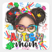 "自閉症ママ"スクエアステッカー スクエアシール (正面)