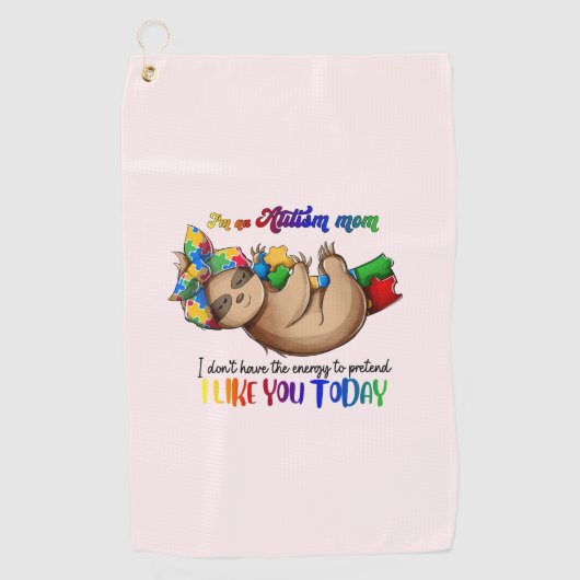 自閉症ママ – スロース ゴルフタオル (正面)