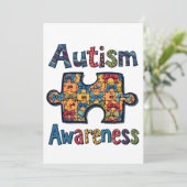 自閉症ママ パズルピース コケッティー リボン 自閉症 招待状 (スタンド正面)