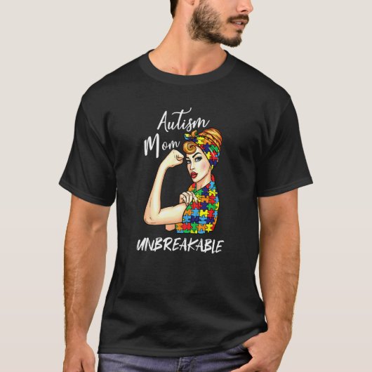自閉症ママ 不屈の精神 自閉症啓発 1 Tシャツ (正面)