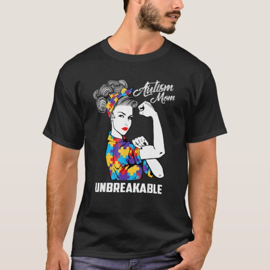 自閉症ママ 不屈の精神 自閉症啓発 1 Tシャツ (正面)
