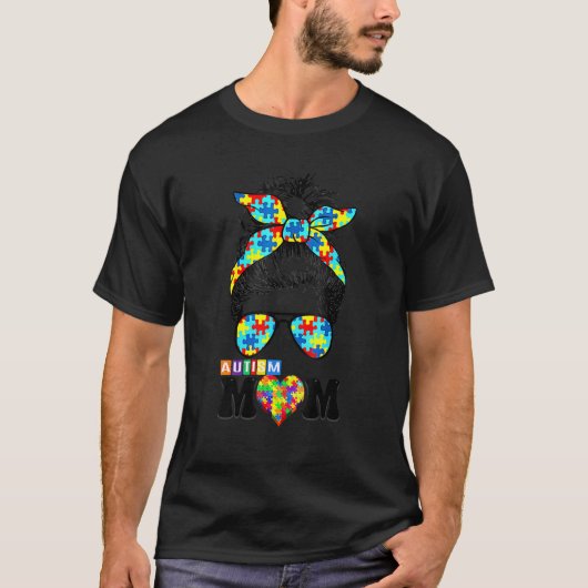 自閉症ママ 子供 メッシーバン 啓発 四月と母 Tシャツ (正面)