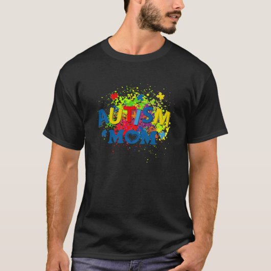 自閉症ママ 母 ひまわり パズルのピース 自閉症を受け入れる Tシャツ (正面)