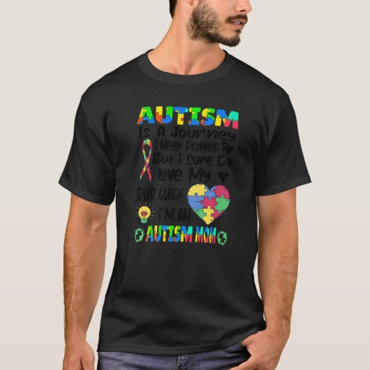 自閉症ママ 自閉症啓発 パズル 自閉症は旅 Tシャツ (正面)
