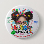 "自閉症ママ" – 自閉症意識ボタン 缶バッジ (正面)