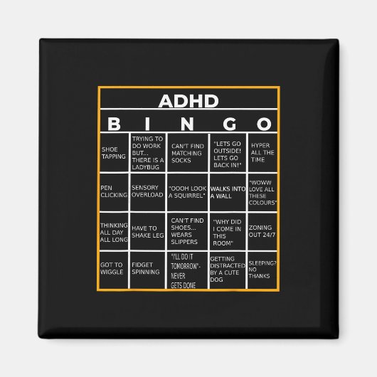 自閉症メンタルヘルス啓発デー ADHDビンゴ 楽しい マグネット (正面)