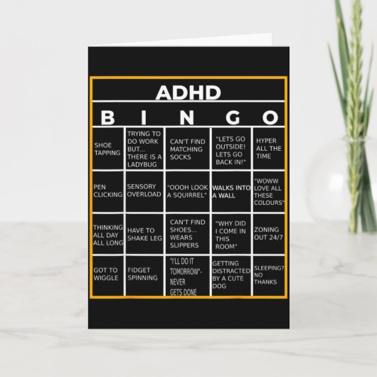自閉症メンタルヘルス啓発デーADHDビンゴ面白 カード (正面)