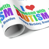 自閉症ラブレインボーパーソナライズされた誕生日 ラッピングペーパー (ロールコーナー)