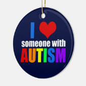 自閉症ラブレインボーファミリーサポートカカラフルイイ セラミックオーナメント (左)