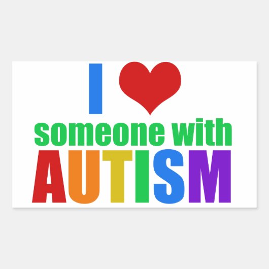 自閉症ラブレインボーファミリーサポートカカラフルイイ 長方形シール (正面)