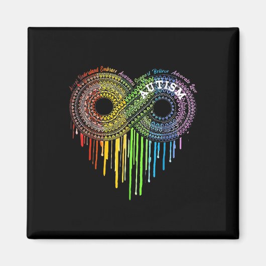 自閉症レインボーインフィニティシンボルAsd認識度 マグネット (正面)