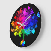 自閉症レインボーツリー ラージ壁時計 (傾斜)