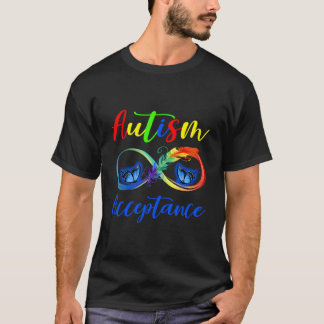 自閉症レッドインステッドインフィニティアクセプタンスバタフライ Tシャツ