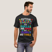 自閉症ロックンロールとスピン 自閉症啓発 Tシャツ (正面フル)