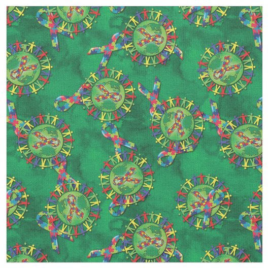 自閉症ワールド認識度 ファブリック (クローズアップ)