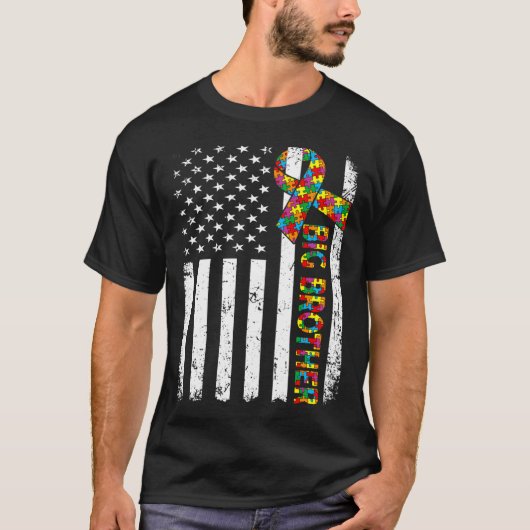 自閉症動揺してビッグブラザーアメリカ国旗の家族 Tシャツ (正面)
