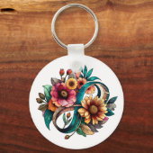 自閉症受入カラフルフローラ無限大シンボル キーホルダー (正面)