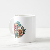 自閉症受入カラフルフローラ無限大シンボル コーヒーマグカップ (正面左)