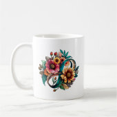 自閉症受入カラフルフローラ無限大シンボル コーヒーマグカップ (左)