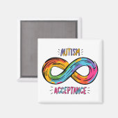 自閉症受入カラフルレインボインフィニティシンボル マグネット (正面/裏面)