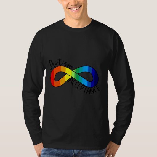 自閉症受容虹インフィニティシンボル Tシャツ (正面)