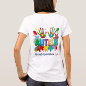 自閉症受容PNGデザイン、鮮やかな3Dパズル Tシャツ (裏面)