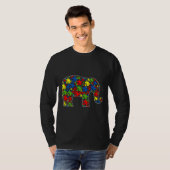 自閉症啓発かわいい象パズル小物動物 Tシャツ (正面フル)