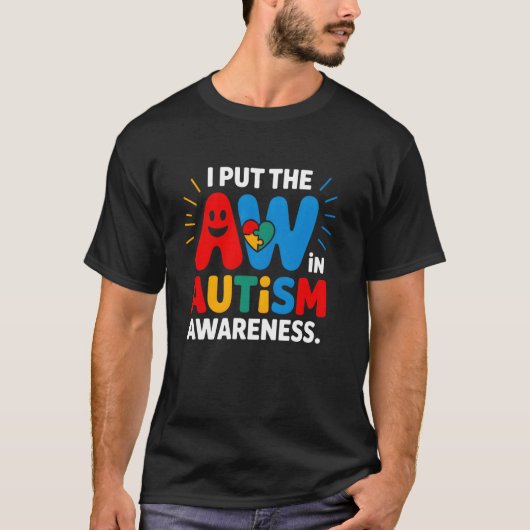 自閉症啓発にAwを入れた Tシャツ (正面)