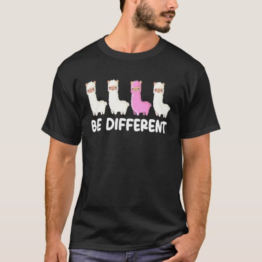 自閉症啓発のためのラマ 異なる存在であろう Tシャツ (正面)