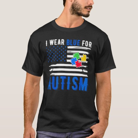 自閉症啓発のためブルーを着用 世界自閉症啓発デー Tシャツ (正面)