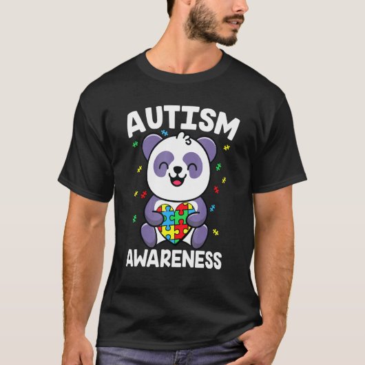 自閉症啓発の戦士パンダ Tシャツ (正面)