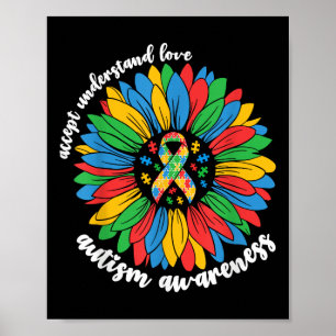 自閉症啓発ひまわり男性への女性キッズオッティ ポスター