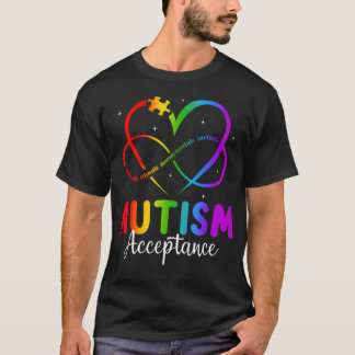 自閉症啓発アクセプタンス 無限のハート Tシャツ