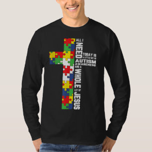 自閉症啓発イエズクロスパズルカッコいいクリスチャン Tシャツ
