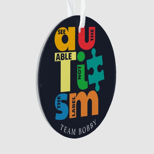 自閉症啓発キャンペーンのクリスマスを見る オーナメント (正面)
