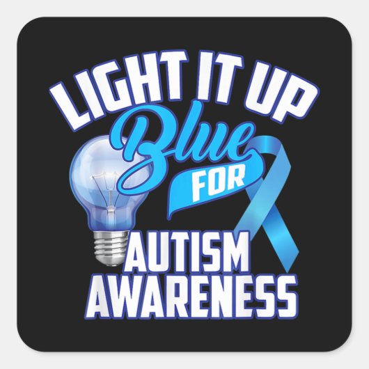 自閉症啓発ギフトのための青い点灯Blue R スクエアシール (正面)