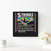 自閉症啓発サポート子ども自閉症 スクエア壁時計 (ホーム)