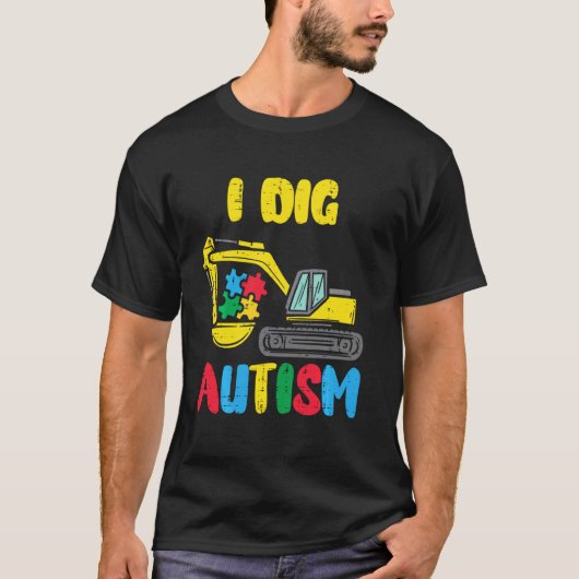 自閉症啓発ショベルカー I 掘る トドラー ボーイズ Tシャツ (正面)