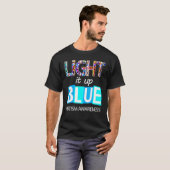 自閉症啓発デー - ブルーライトアップ Tシャツ (正面フル)