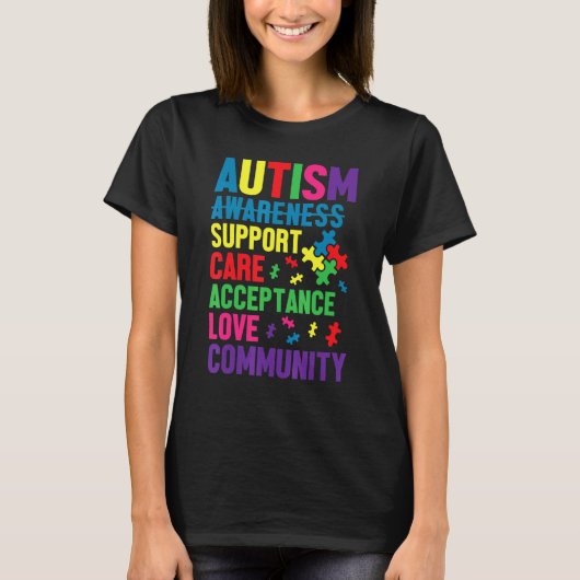 自閉症啓発デー 自閉症の子供のサポートケア A Tシャツ (正面)
