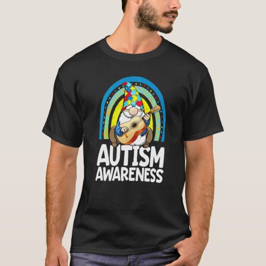 自閉症啓発ノーム 虹 自閉症の子供たち大好き Tシャツ (正面)