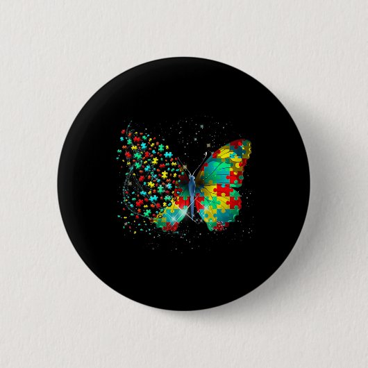 自閉症啓発バタフライピースラバーギフトマン 缶バッジ (正面)