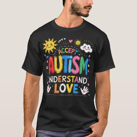 自閉症啓発パズルピース虹オールウェイズ Tシャツ (正面)