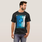自閉症啓発パズルヴィンテージ ブルー Tシャツ レディース (正面フル)
