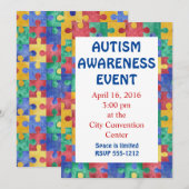 自閉症啓発パズル招待のお知らせ 招待状 (正面/裏面)