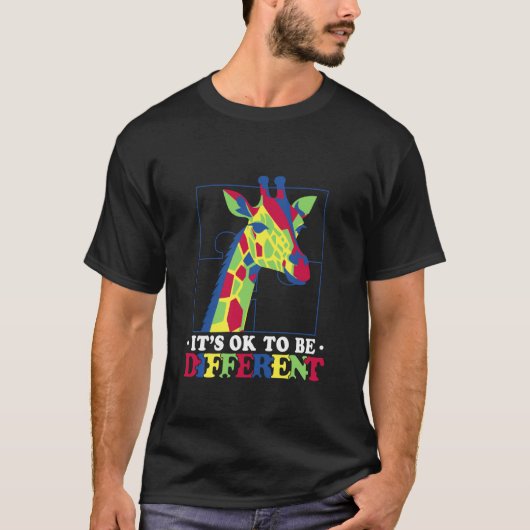 自閉症啓発パズル教師女性キリン自閉症 Tシャツ (正面)