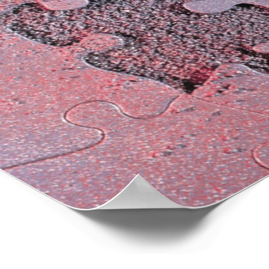 自閉症啓発パズル月のピンクジグソー ポスター (角)