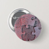 自閉症啓発パズル月のピンクジグソー 缶バッジ (正面&裏面)