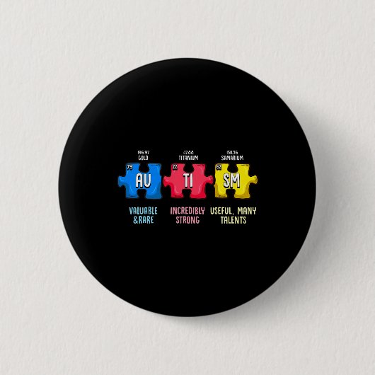 自閉症啓発パズル 化学元素 缶バッジ (正面)